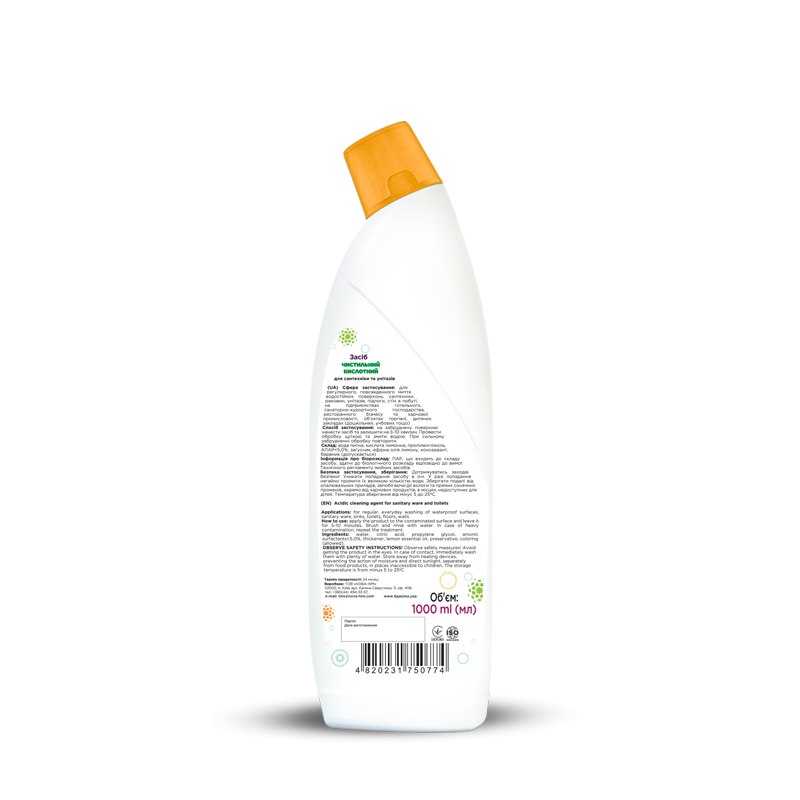 Засіб чистильний кислотний для сантехніки та унітазів Бджілка Олія лимону 1 ящ. 12х1 л (2172) - фото 2 Засіб чистильний кислотний для сантехніки та унітазів Бджілка Олія лимону 1 ящ. 12х1 л (2172) - фото 2