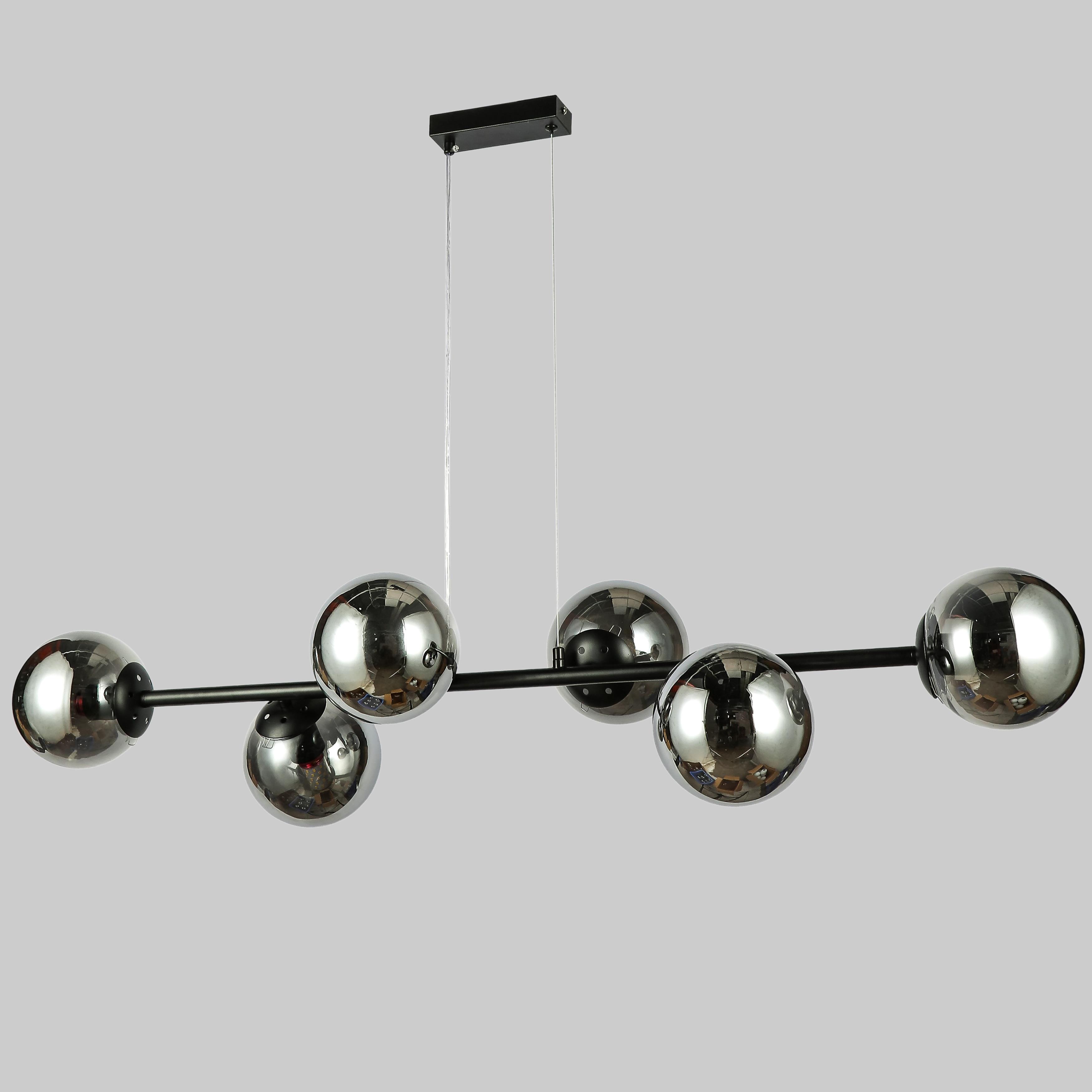 Люстра длинная на 6 ламп 115 см Черный (84-1021-6 BK+BK)