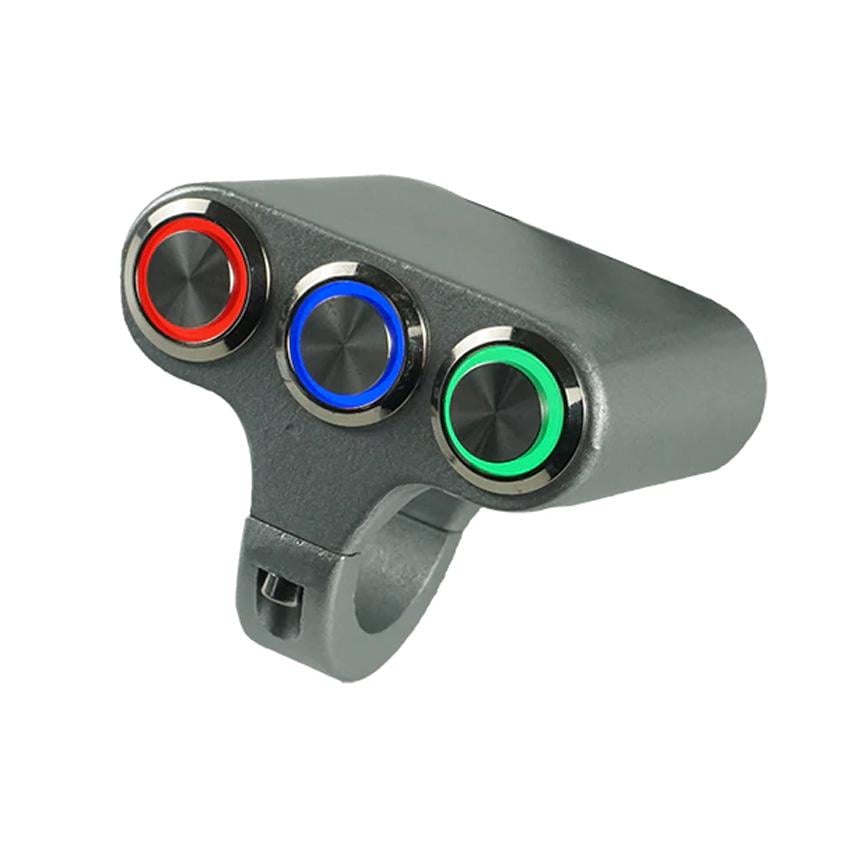 Мото кнопка на руль VGEBY Triple з підсвічуванням Silver