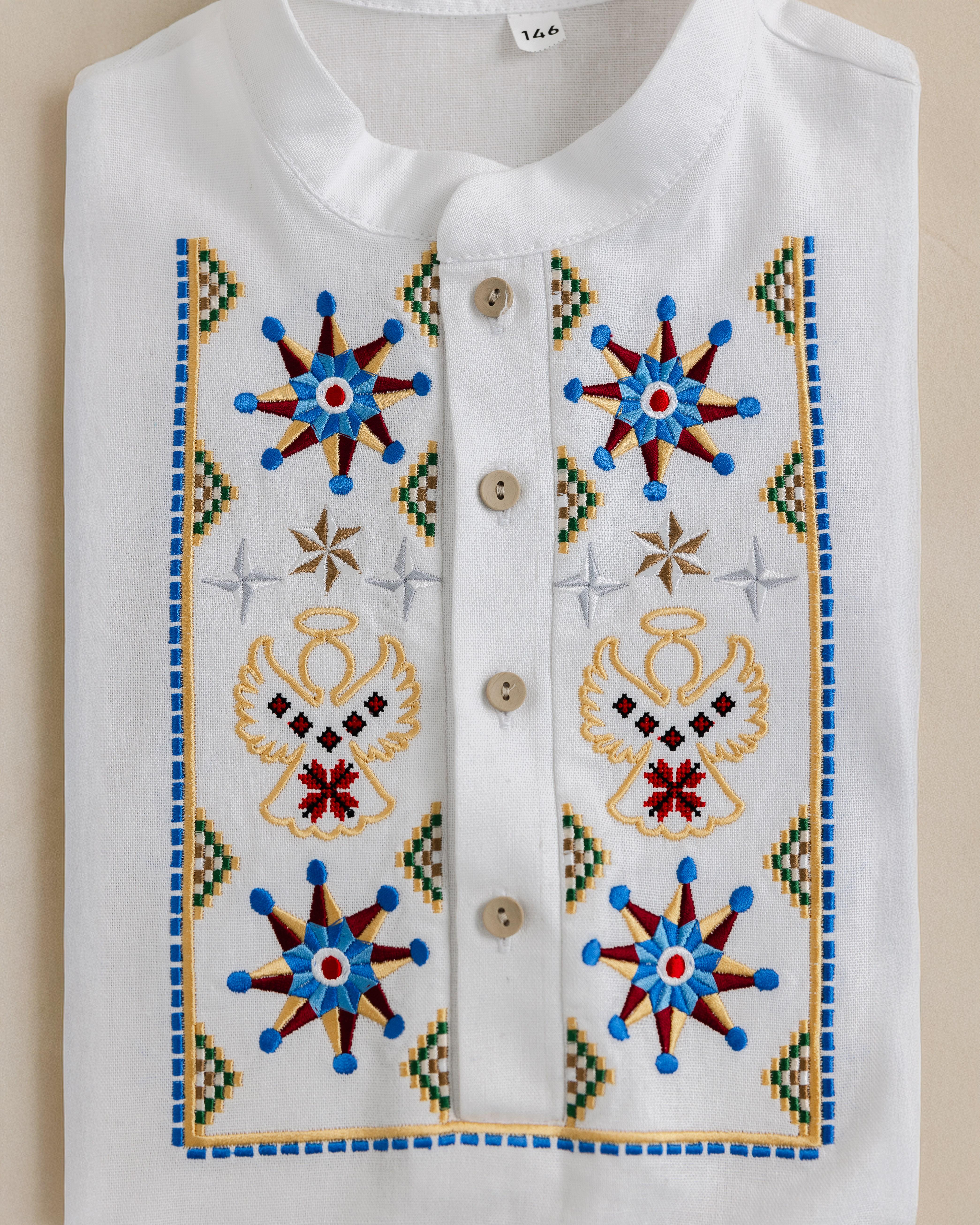 Вышиванка для мальчика Рождественская 134 см Белый (0002393-134) - фото 3 Вышиванка для мальчика Рождественская 134 см Белый (0002393-134) - фото 3
