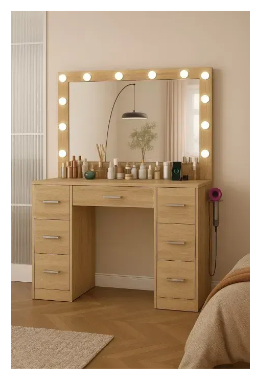 Туалетный столик TL08-BL808-LED-BRAZ с LED-подсветкой и зеркалом Коричневый (34646049)