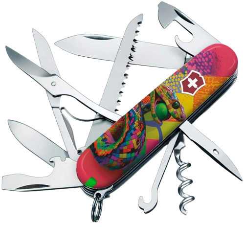 Нож складной многофункциональный Victorinox HUNTSMAN ZODIAC Змея-теннисист 17 функций 91x27x21 мм (Vx13713_R2200pk)