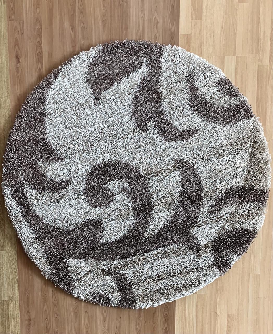 Ковер круглый высоковорсовый мягкий гипоаллергенный 150х150 см Beige (9161A)