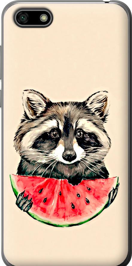 Чехол на Huawei Honor 7A Енотик с арбузом (4605t-1805-42517)