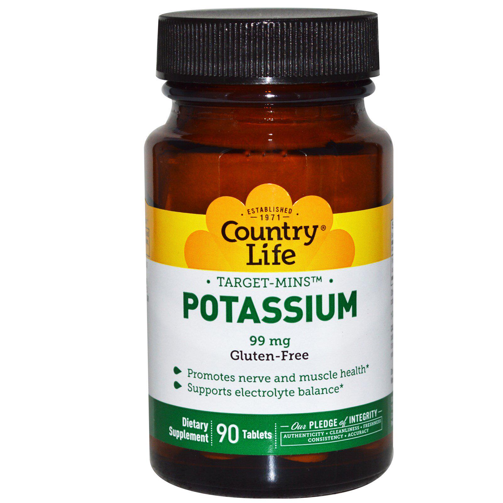 Калий Country Life Potassium 99 mg 90 tablets