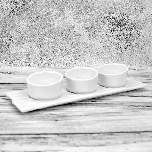 Соусницы Bianco фарфор на подставке 4 пр. 30x10x5 см (26037)