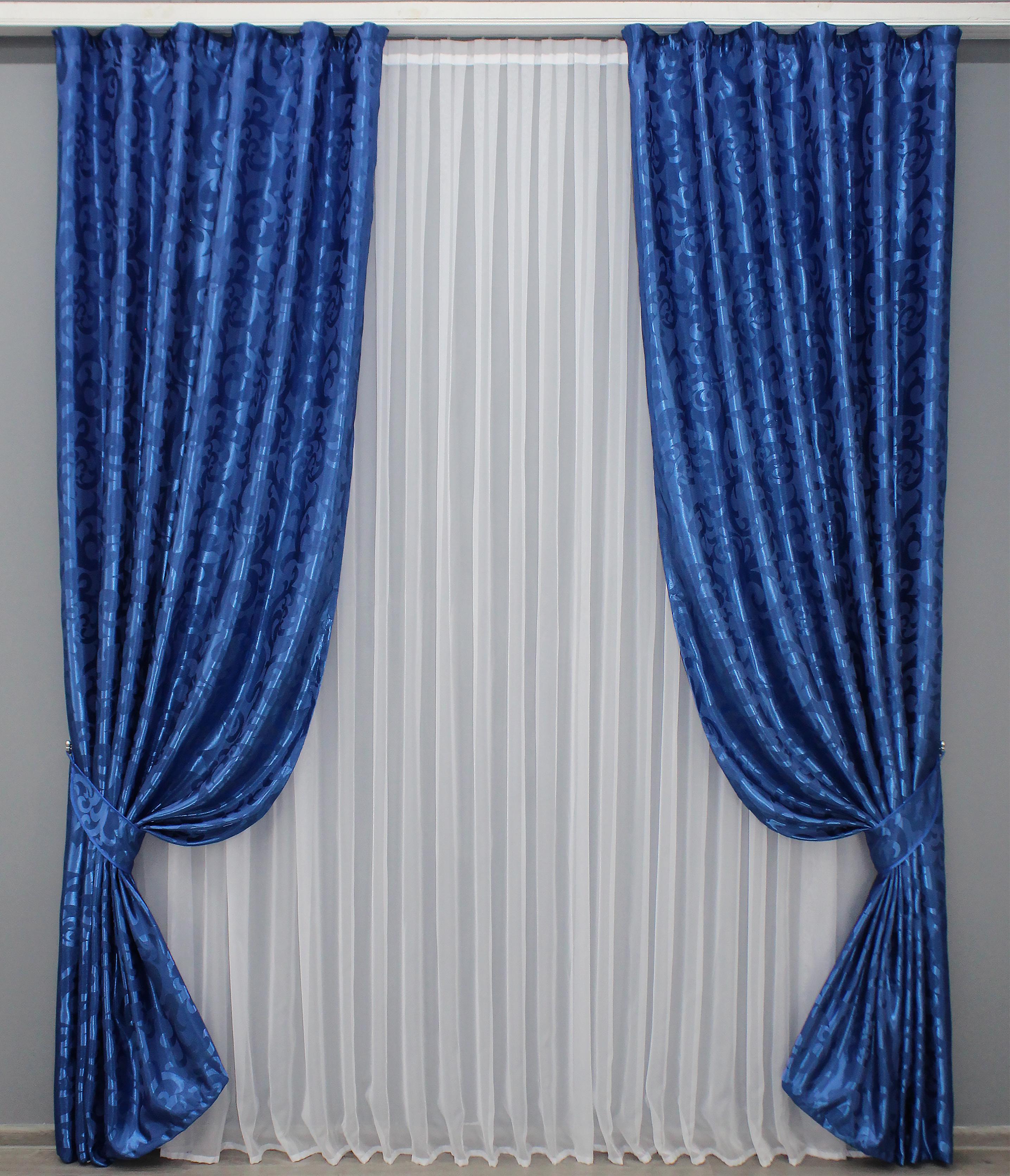 Комплект штор VR-Textil Вензель №475ш жаккард 150х270 см 2 шт. Синий (33-0239)