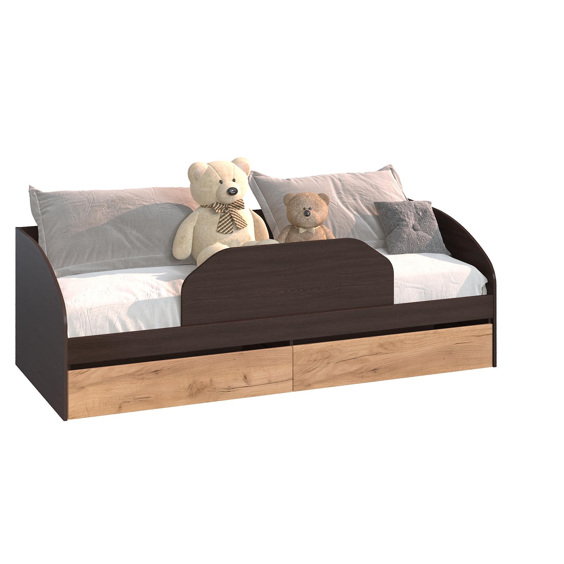 Кровать детская с ящиками Мастер Форм Брайт 835x2032x600 мм спальное место 800х2000 мм Венге магия/Дуб крафт золотой (32233) Кровать детская с ящиками Мастер Форм Брайт 835x2032x600 мм спальное место 800х2000 мм Венге магия/Дуб крафт золотой (32233)