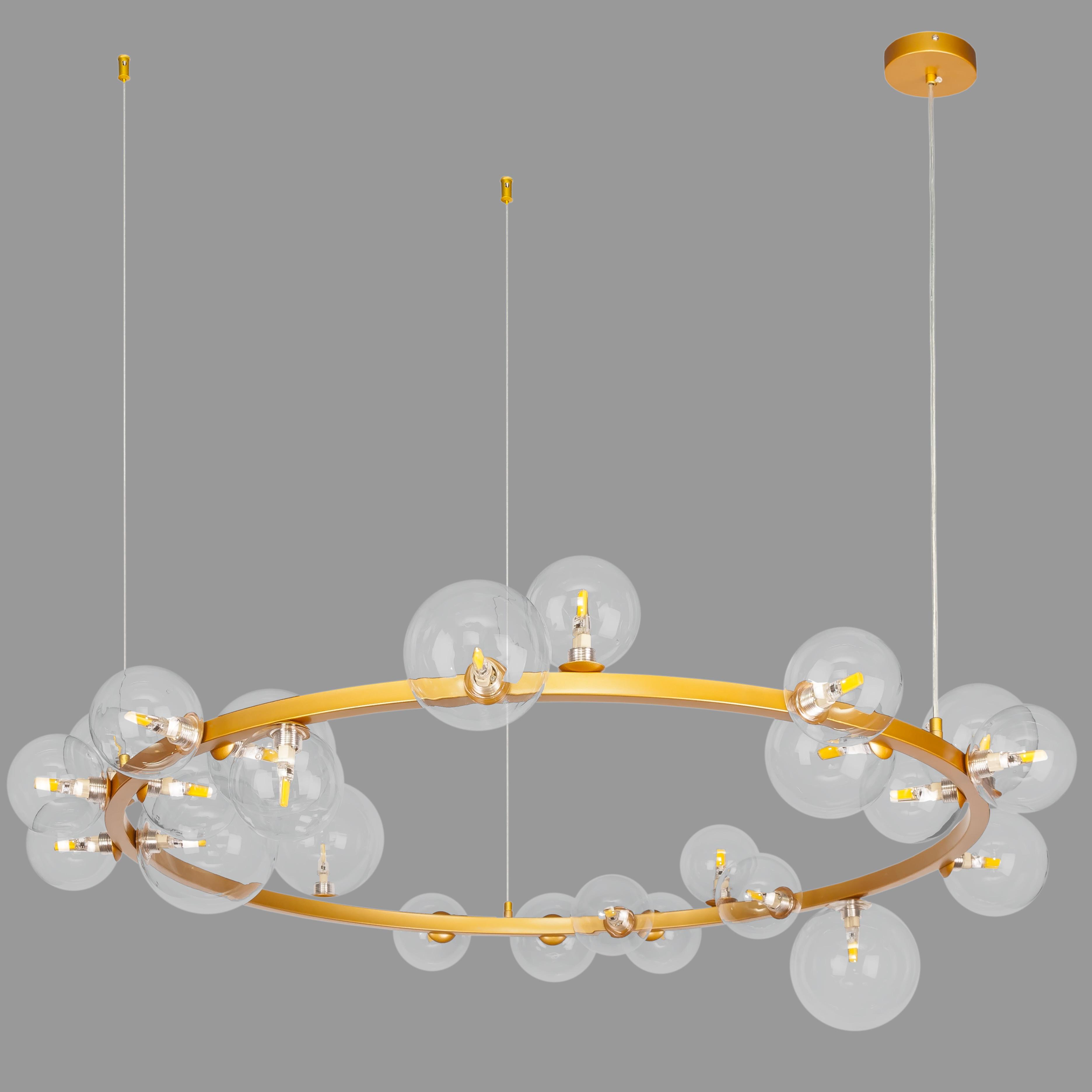 Люстра кругла з кульок Bubbles на 24 лампи Прозорий (918-LP267-24 DDG+CL)