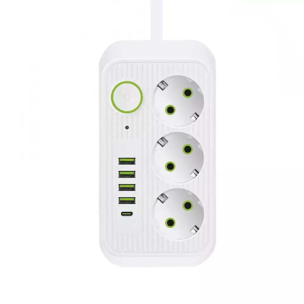 Сетевой фильтр F09 3 розетки/4xUSB/Type-C 2 м White (39bf7bac) Сетевой фильтр F09 3 розетки/4xUSB/Type-C 2 м White (39bf7bac)