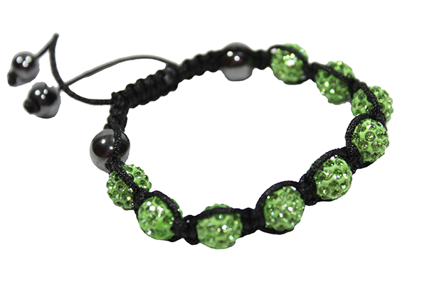 Браслет Шамбала кружки 10 мм Зеленый