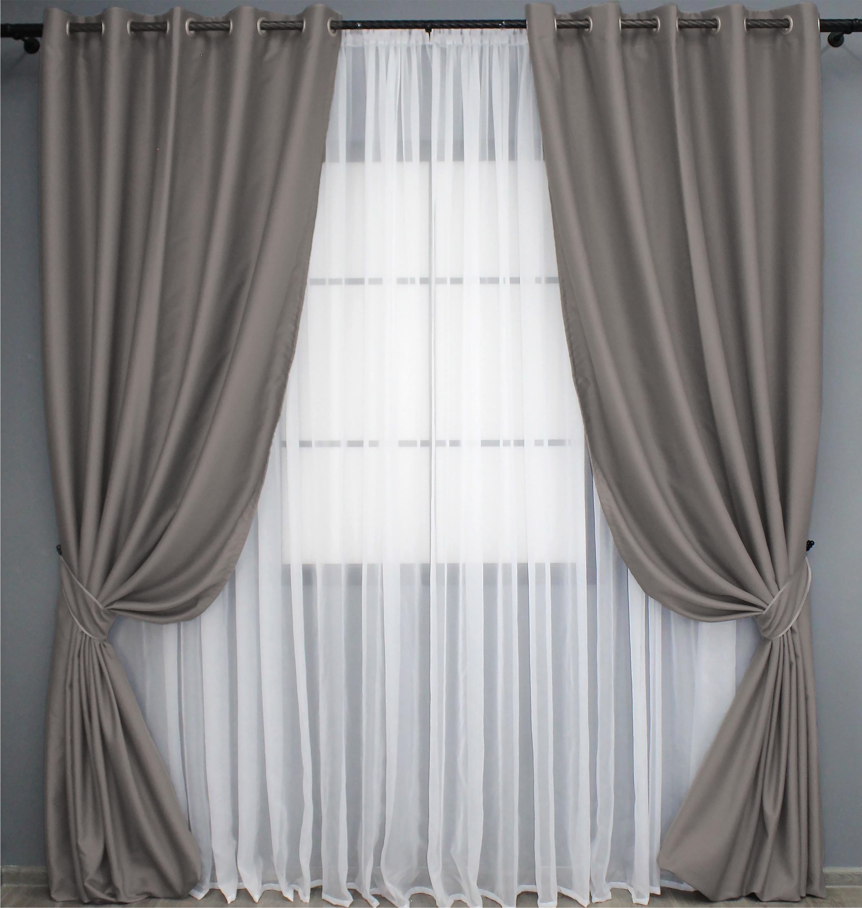 Комплект штор на люверсах VR-Textil Midnight № 1228ш мікровелюр 150х270 см 2 шт. Сірий (37-0137)