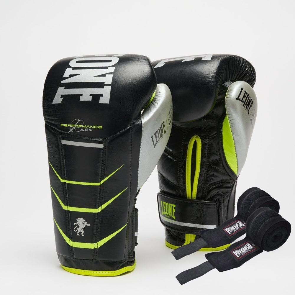 Боксерские перчатки Leone GN110F REVO FLUO 14 унций бинты 4 м в комплекте Black (3019812433) Боксерские перчатки Leone GN110F REVO FLUO 14 унций бинты 4 м в комплекте Black (3019812433)