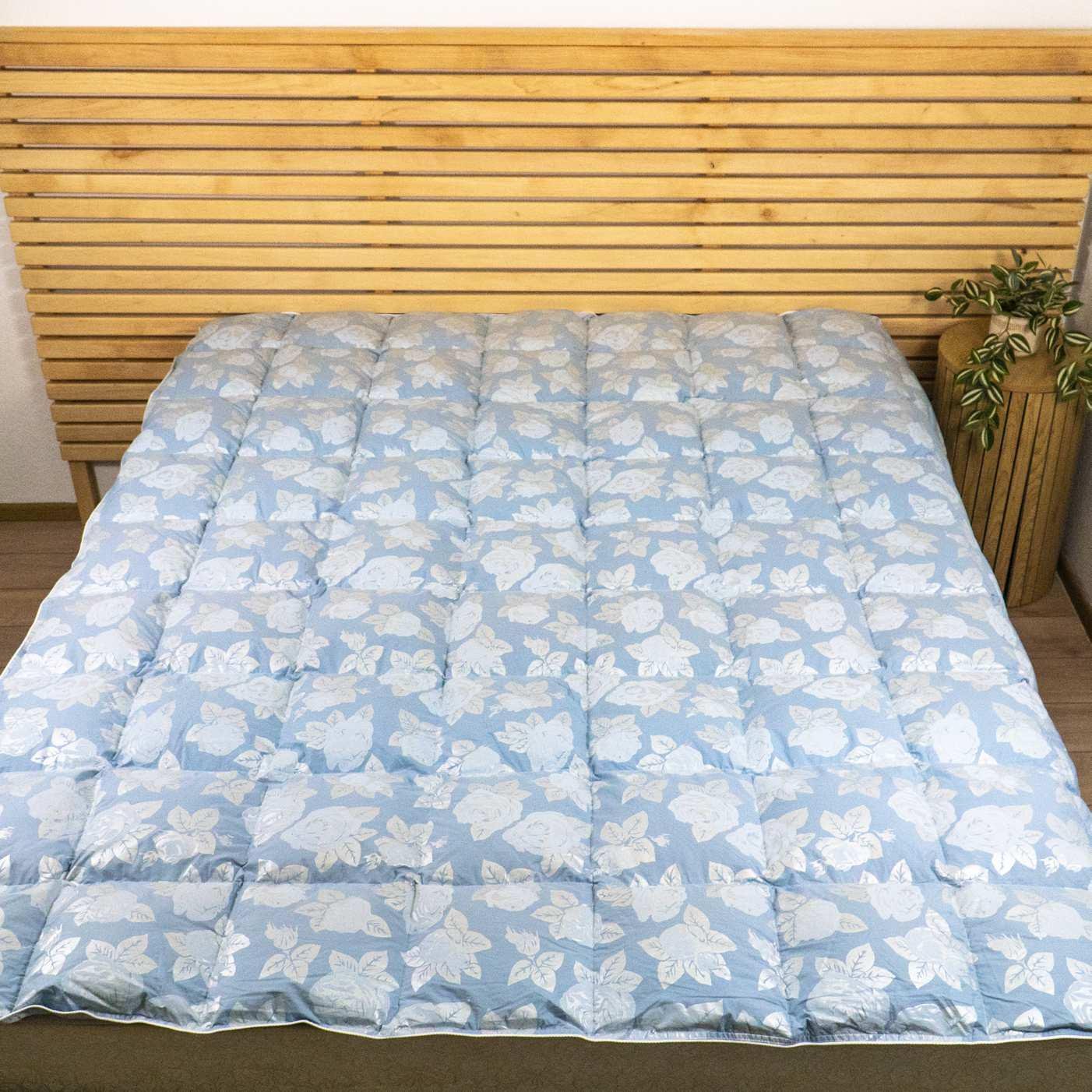 Одеяло YouStar из искусственного лебединого пуха полуторное 145x205 см Голубой (olp-145x205-blue) - фото 8