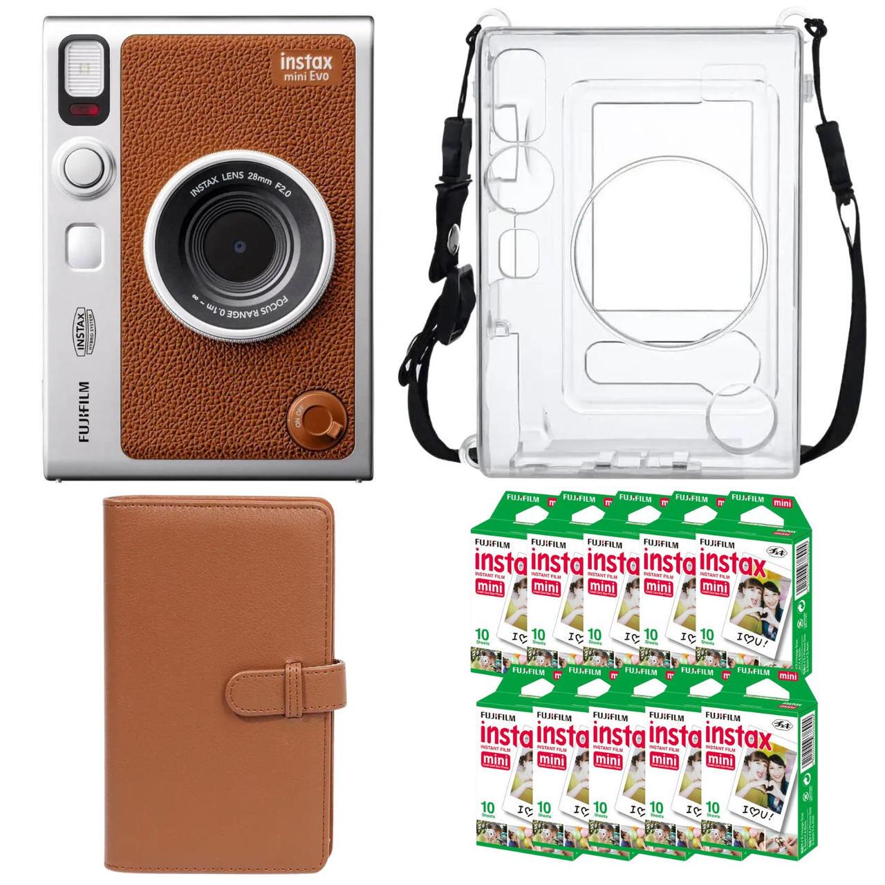 Подарочный набор Fujifilm Instax Mini EVO фотобумага 100 шт./чехол/фотоальбом 108 фото Коричневый - фото 1
