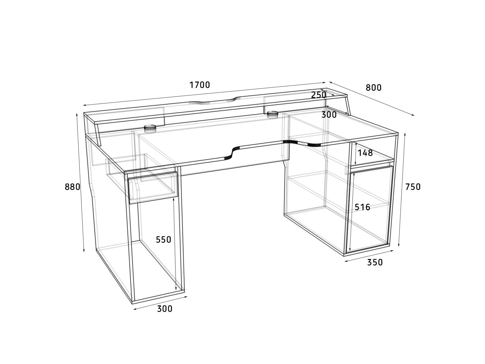 Стол геймерский эргономичный с надстройкой Zeus Rasin RS-27 ламинированная ДСП Индустриал-черный (RS-27) - фото 4