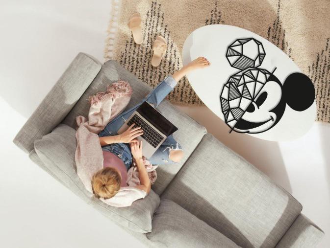 Картина-панно деревянное на стену в стиле лофт Decart Mickey Mouse 30х27 см