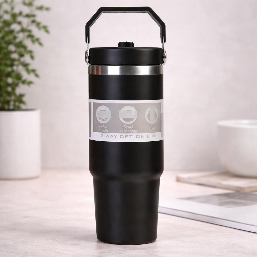 Термокружка 124706 900 мл из нержавеющей стали с ручкой и трубочкой Черный