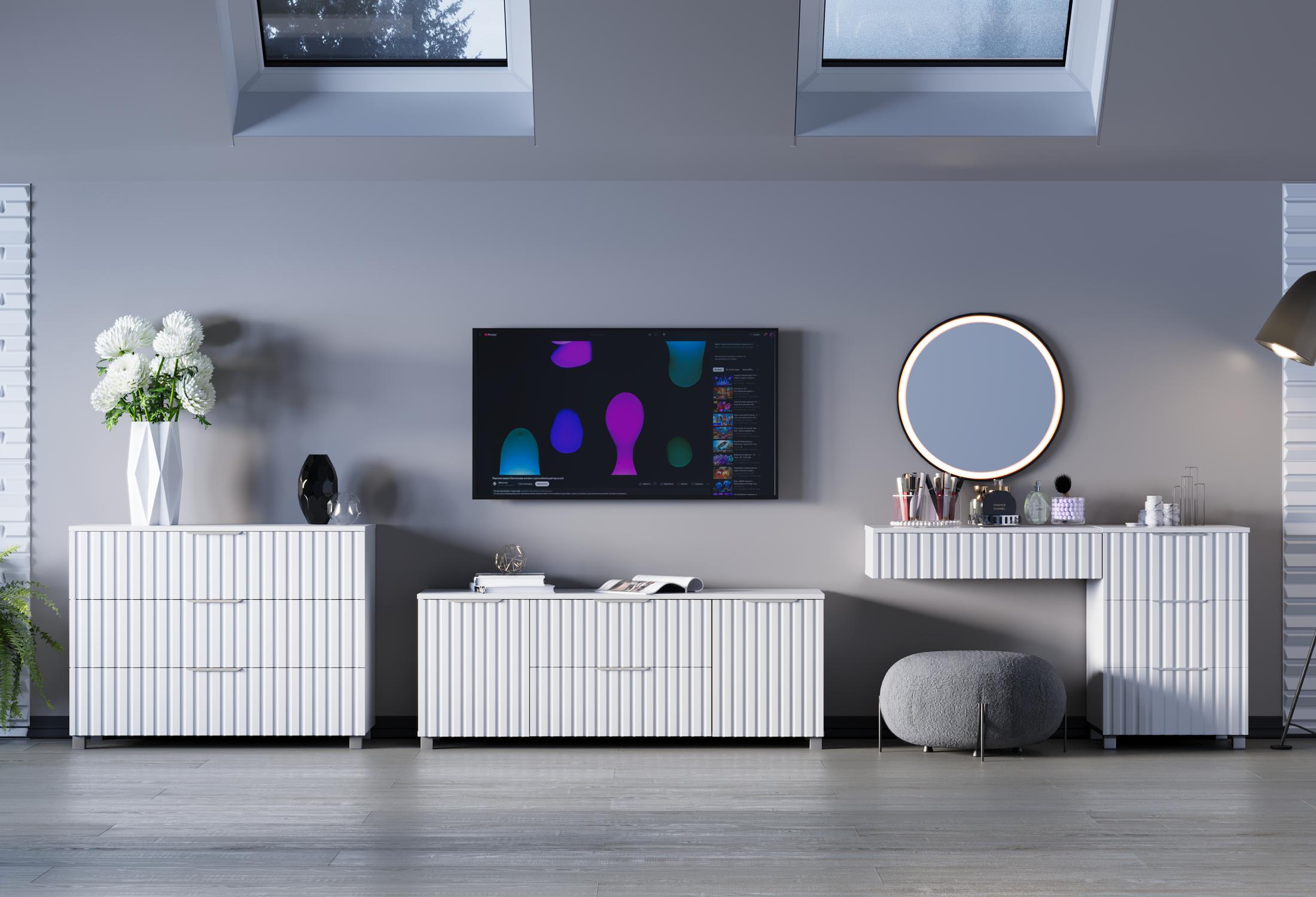 Комод DiPortes Саванна К-30 МДФ 100х76х40 см Белый матовый (00334) - фото 7