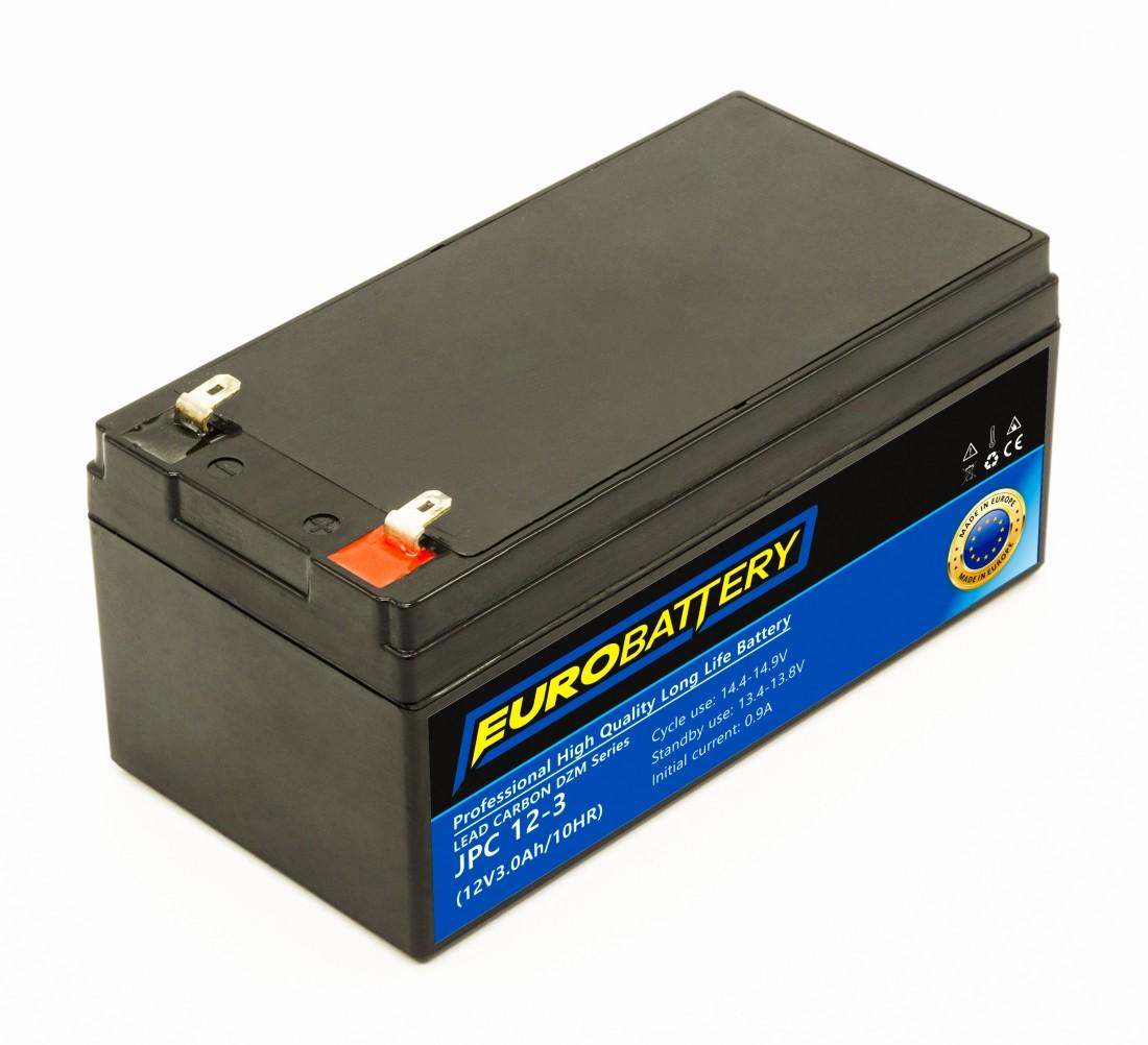 Акумулятор для ДБЖ EuroBattery JPC12-3 DZM карбоновий 12V 3,0 Аг (636) - фото 1 Акумулятор для ДБЖ EuroBattery JPC12-3 DZM карбоновий 12V 3,0 Аг (636) - фото 1