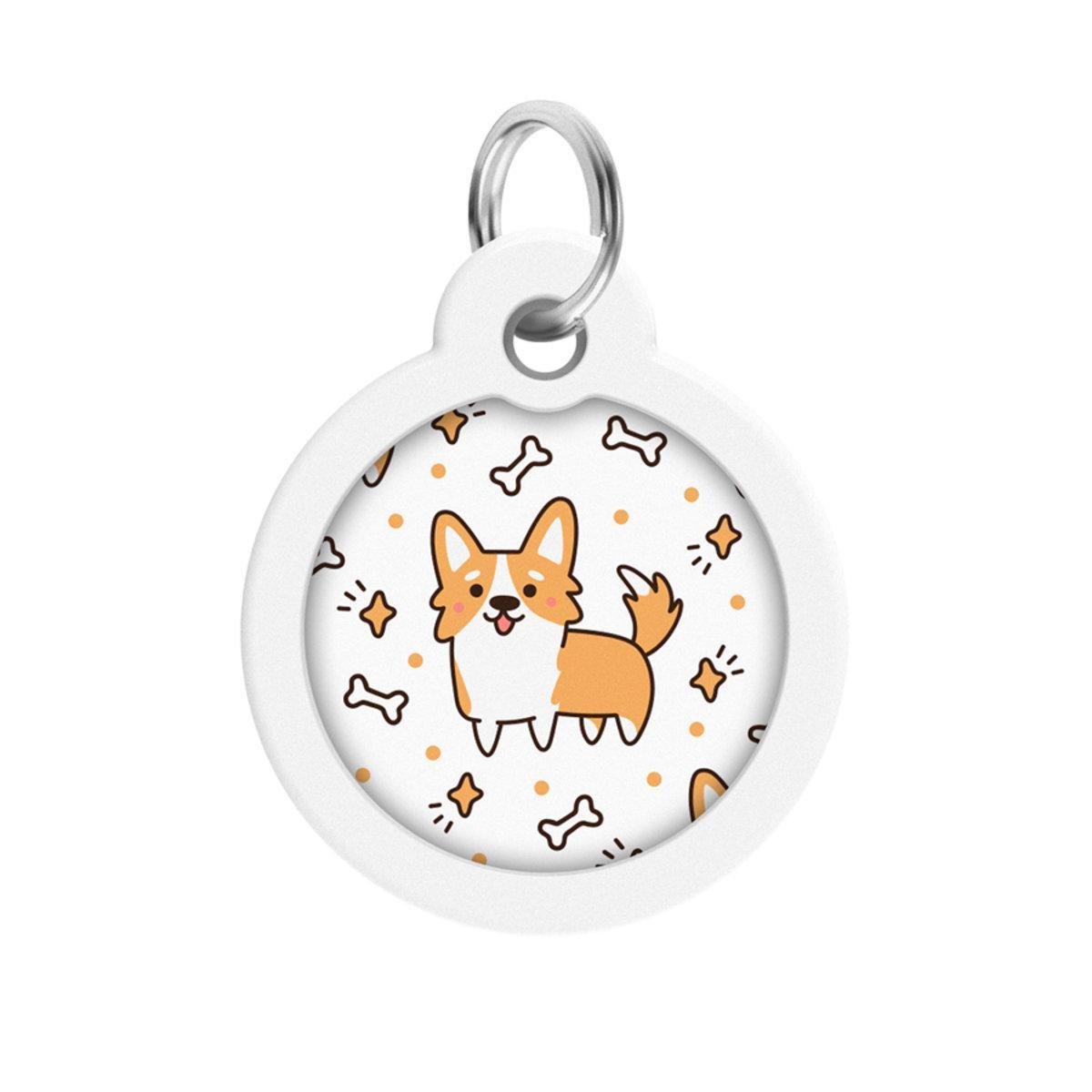 Адресник металевий для собак і котів Waudog Smart ID Коргі з QR паспортом коло 30 мм (230-0212 Col)
