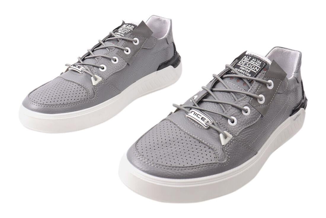 Кеды мужские Visazh из кожи на низком ходу на шнуровке р. 41 Серый (210-21DTC) - фото 5