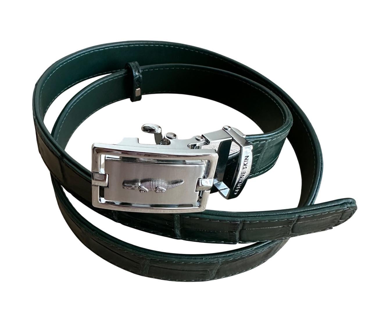 Пояс женский из кожи крокодила ekzotic leather Темно-зеленый (CRB24)