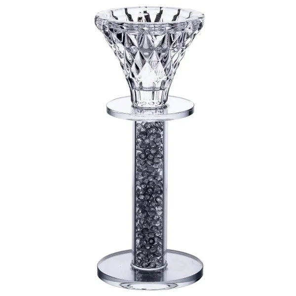 Подсвечник декоративный Diamante стеклянный 15 см Прозрачный