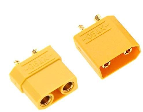 Разъем питания силовой XT90 90А 2pin пара папа-мама для RC моделей дронов (313014)