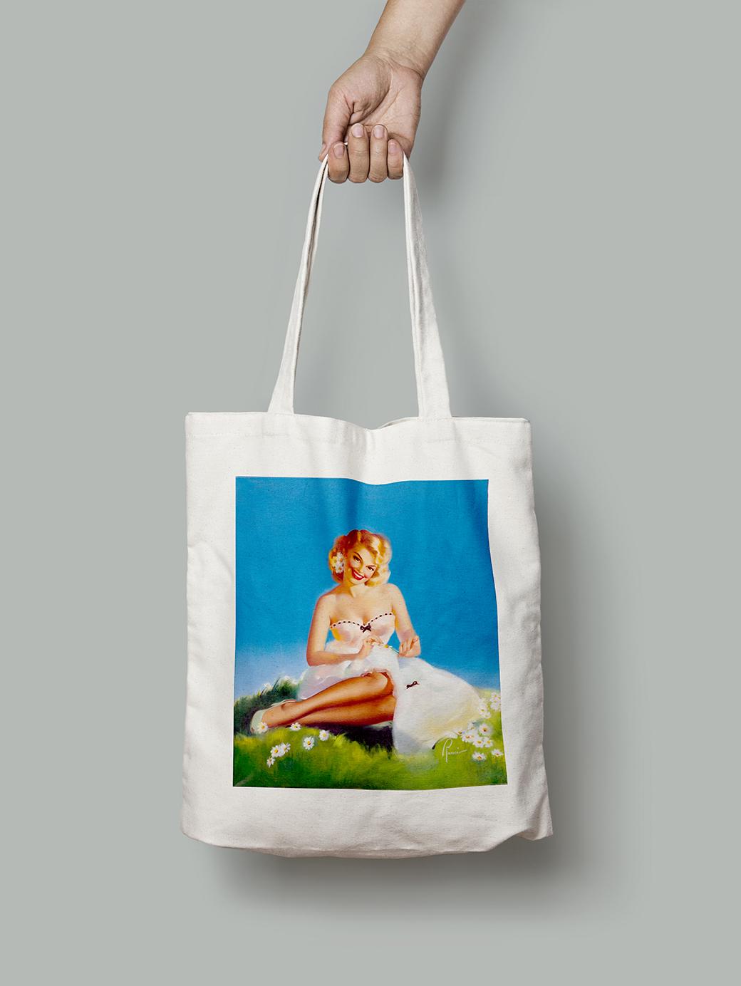 Эко-сумка Девушка на поле ромашек. Эдвард Рунчи шопер (pin_up010117_Bag)