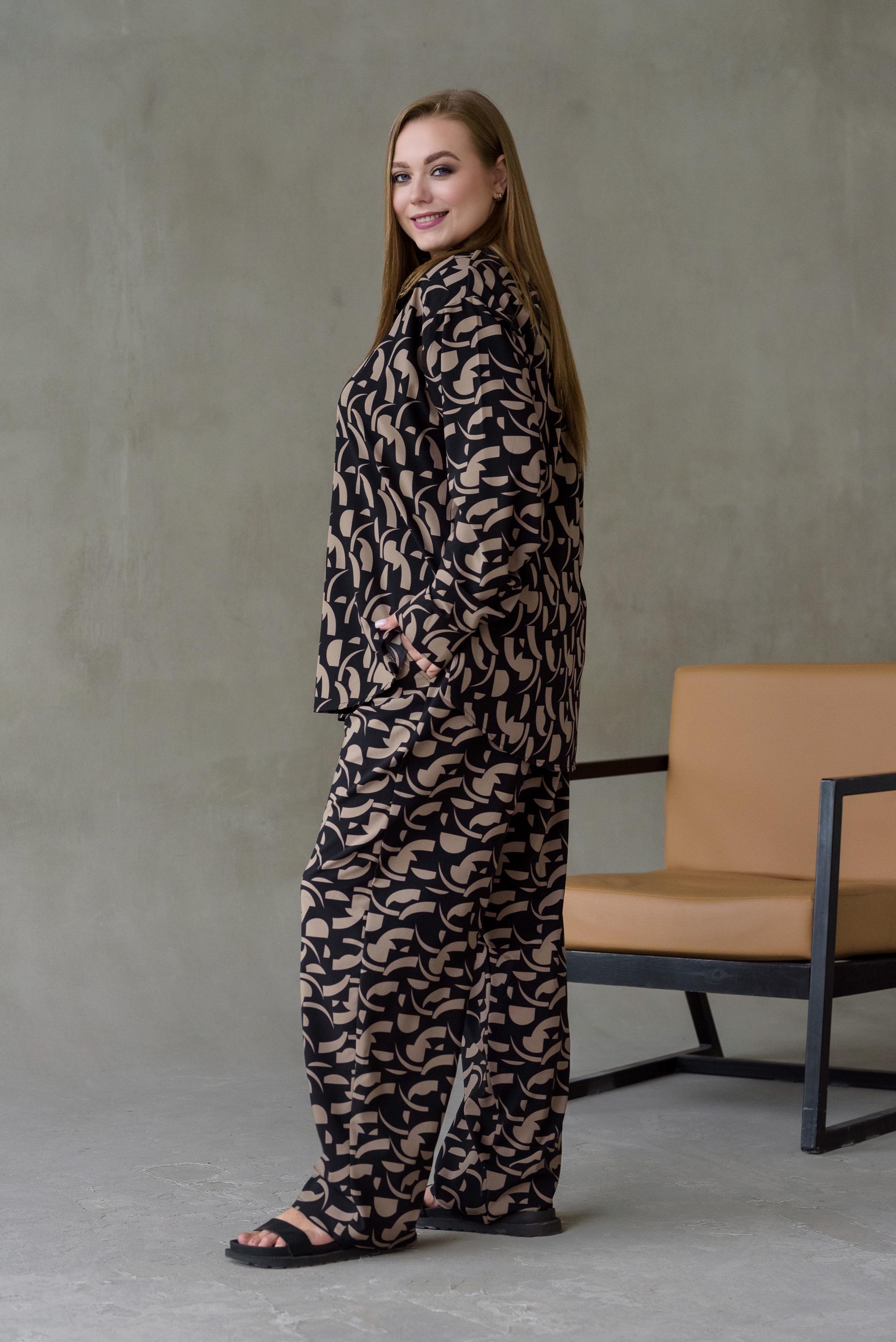 Костюм штапельный женский Риона р. 64 Коричневый - фото 8 Костюм штапельный женский Риона р. 64 Коричневый - фото 8