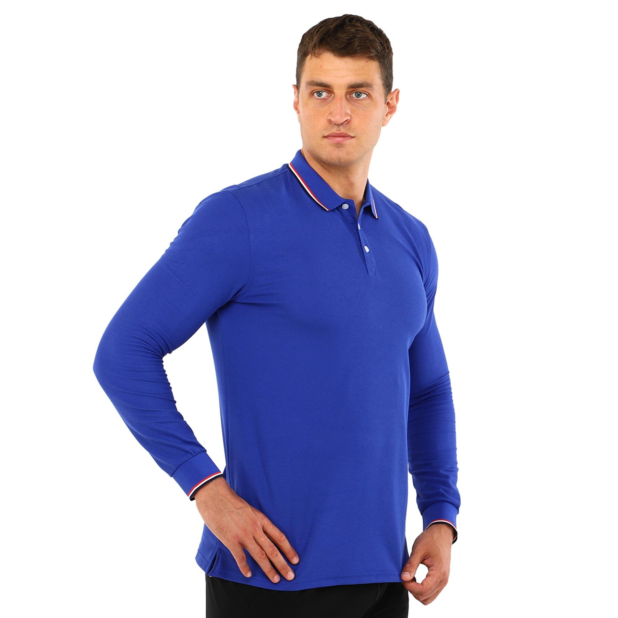 Футболка поло с длинным рукавом LIDONG LD-507 2XL Синий (LD-507_Синий_2XL)