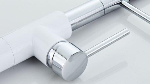 Змішувач кухонний висувний вилив кран два режими води обертається на 360 градусів WanFan Білий/Хром - фото 4