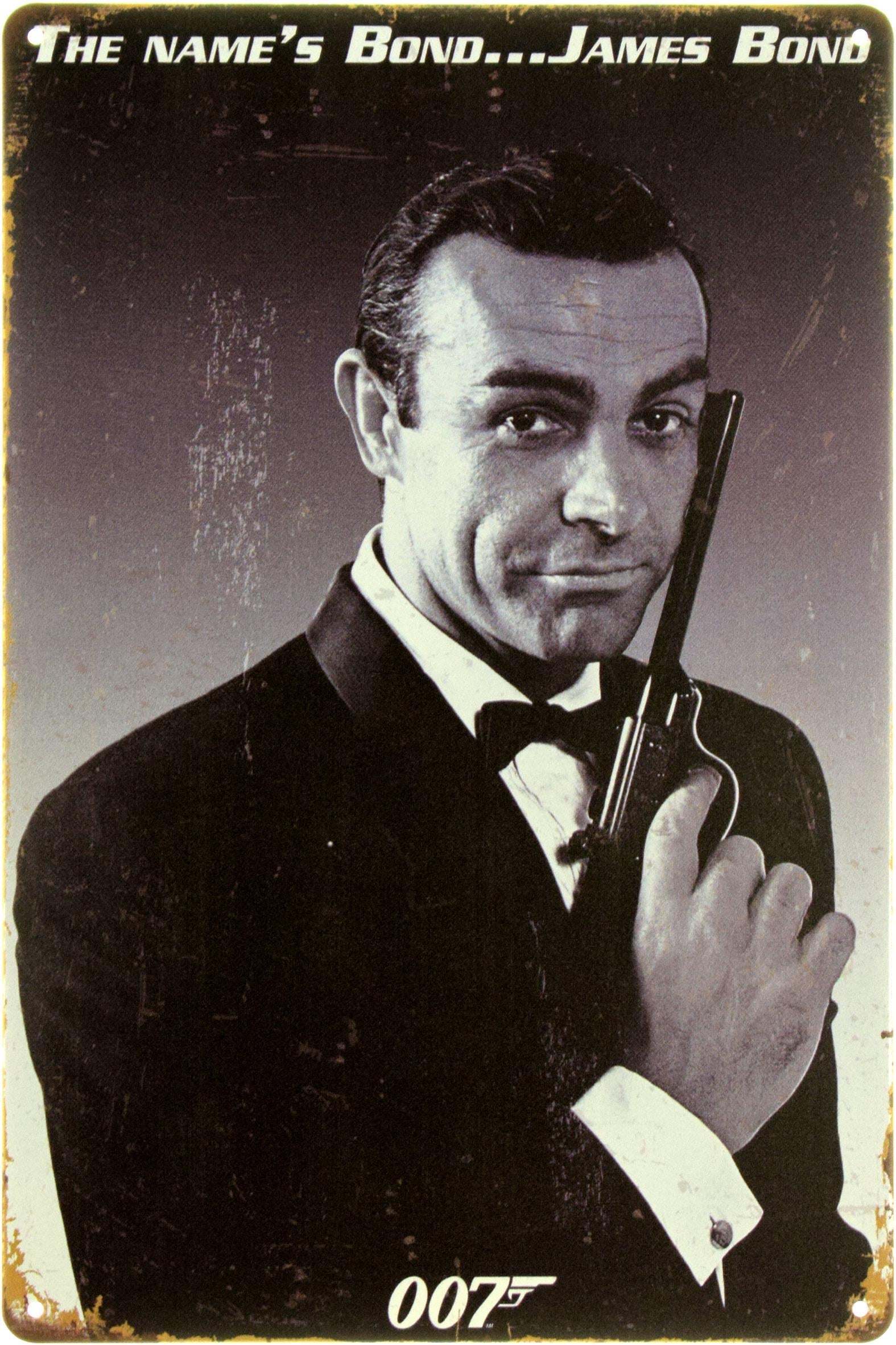 Табличка металлическая "James Bond Name's Bond James Bond" 20x30 см (ms-104060)