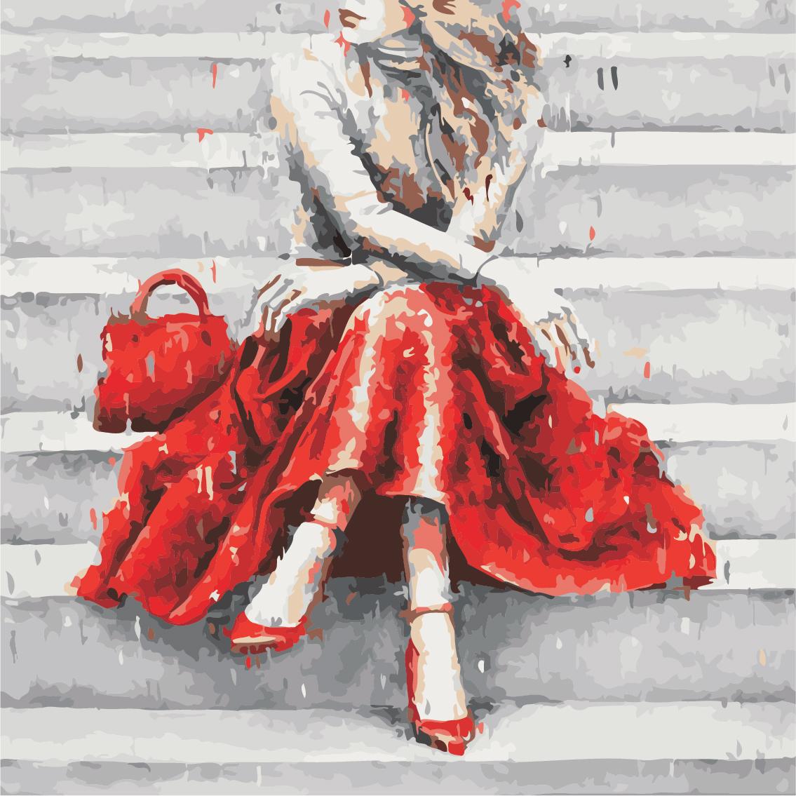 Картина по номерам Art Story Девушка в красном 40x40 см (AS0937)