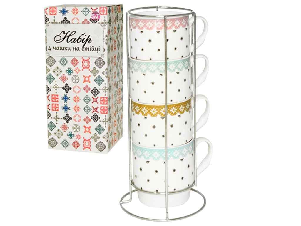 Сервиз для чая SNT Нежность на стойке 4 шт. 320 мл (021-04-0)