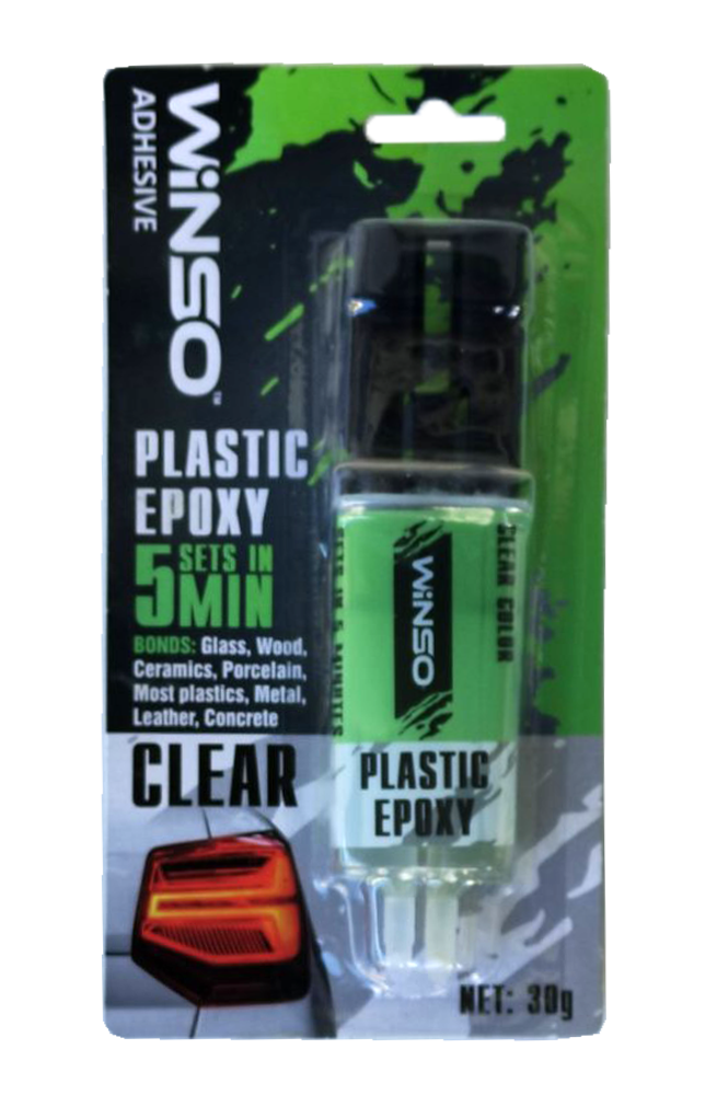 Клей для пластика WINSO шприц двухкомпонентный 30 г Прозрачный (4167)