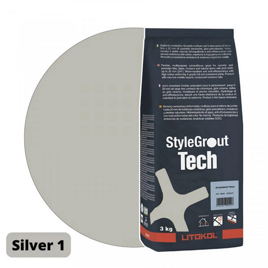 Затирка для плитки цементная Litokol StyleGrout Tech 0-20 3 кг Silver 1 (SGTCHSLV10063) - фото 1