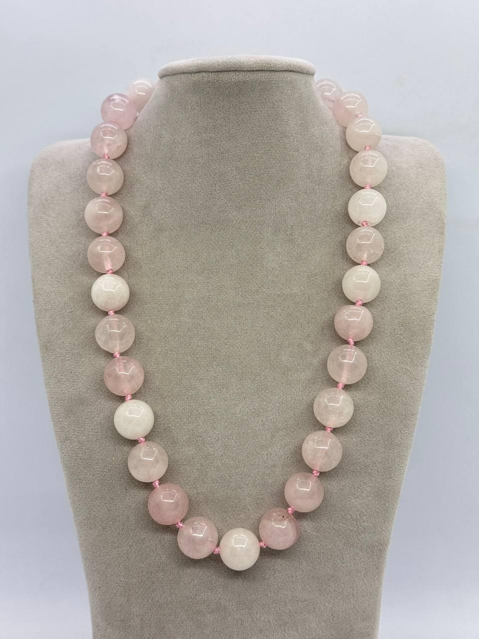 Бусы кварц 14,5 мм 48 см Розовый (12143)