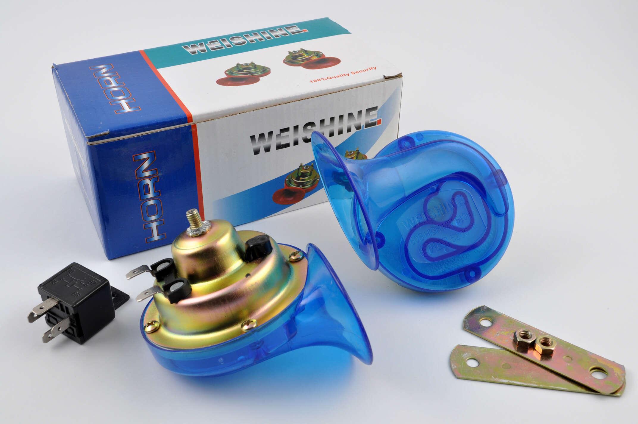 Сигналы пара улитка 12V крепление реле WEISHINE Сине-прозрачный (S-1058)