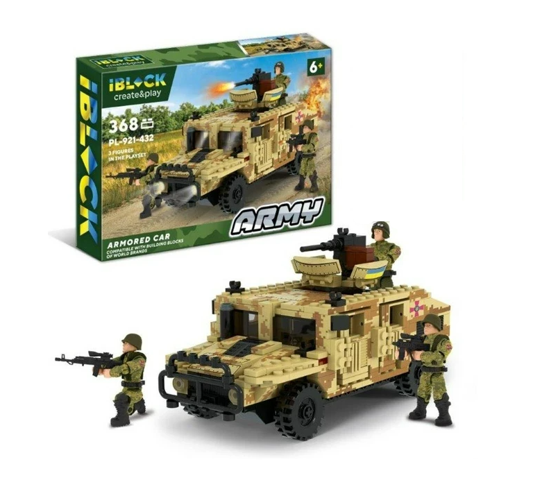 Конструктор Iblock Армия Машина с пушкой 368 дет.