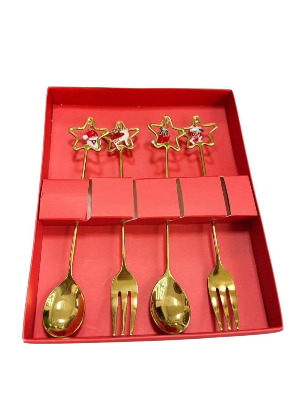 Набор столовых приборов Звездочка в подарочной упаковке ложки 2 шт. и вилки 2 шт. 4 пр. Золотой (OS-102-1485) Набор столовых приборов Звездочка в подарочной упаковке ложки 2 шт. и вилки 2 шт. 4 пр. Золотой (OS-102-1485)