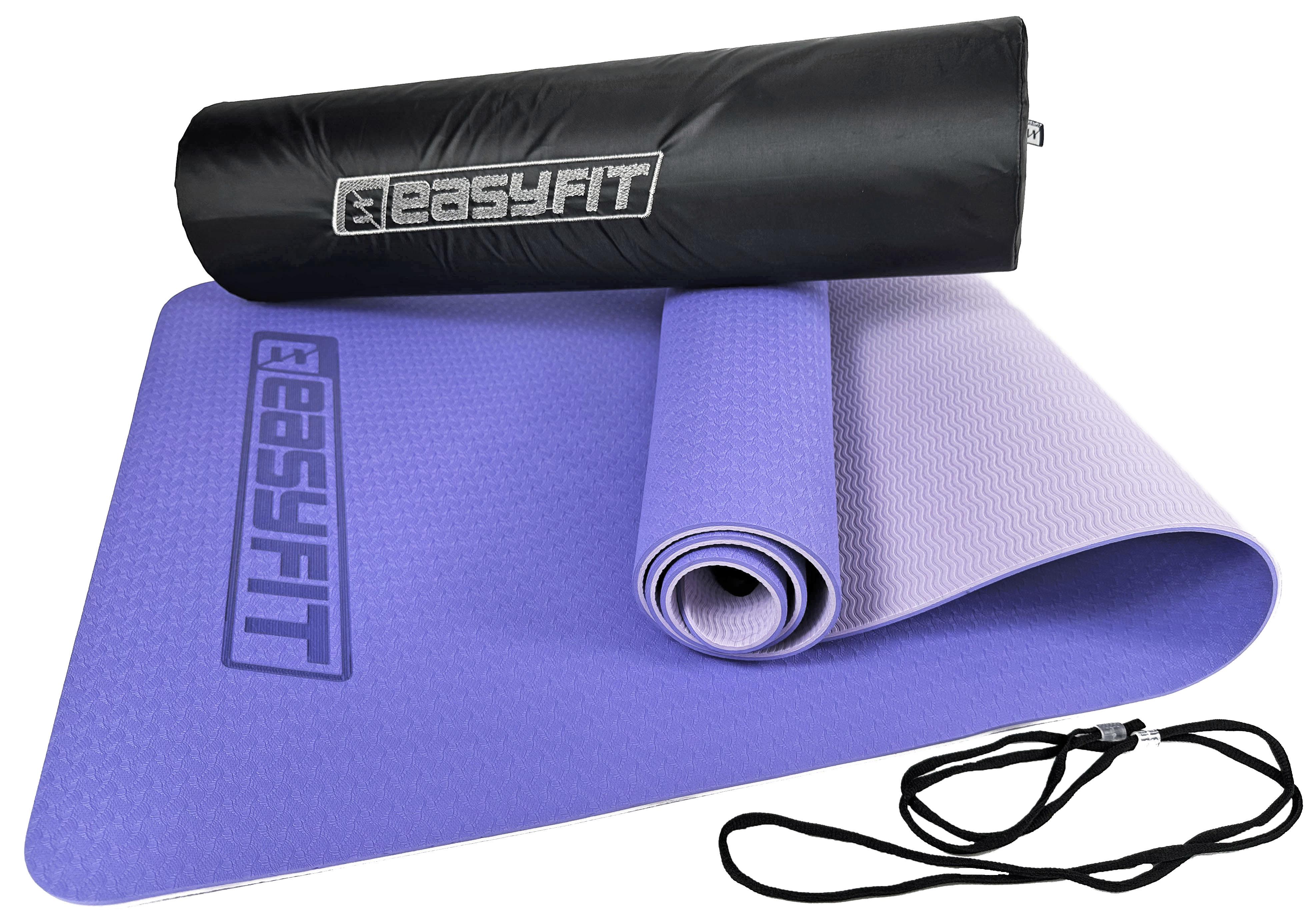 Коврик для йоги EasyFit TPE/TC 183х61 см с чехлом Сиреневый/Светло-сиреневый (EF-TPE6LPC)
