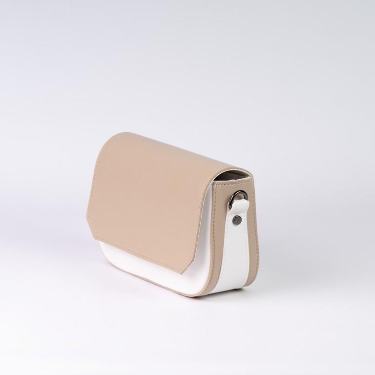 Сумка женская XENIA № 11-22 кросс-боди из глаткой экокожи Белый/Бежевый - фото 2 Сумка женская XENIA № 11-22 кросс-боди из глаткой экокожи Белый/Бежевый - фото 2