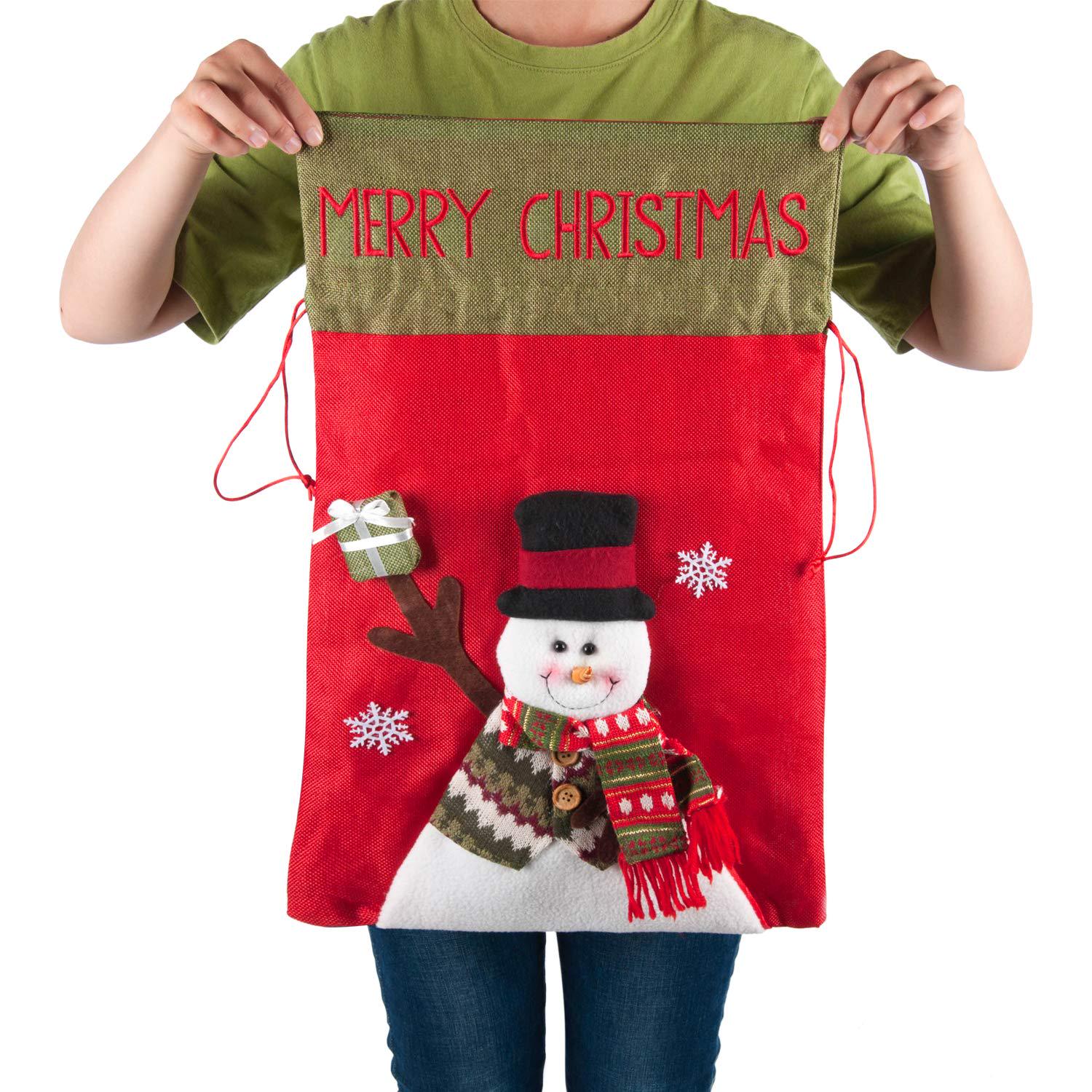 Сумка-мешок для новогодних подарков Снеговик 35х56 см Красно-Зеленый (22889172) - фото 2 Сумка-мешок для новогодних подарков Снеговик 35х56 см Красно-Зеленый (22889172) - фото 2