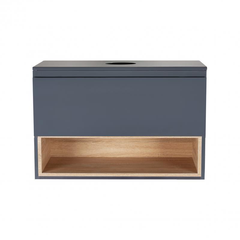 Тумба підвісна зі стільницею Q-tap Robin 700х476х437 Graphite/Whitish oak (QT1379TPН7002GWO)