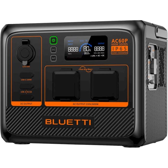 Електростанція акумуляторна Bluetti AC60P 600W 504 Втч батарея LiFePO4 IP65 Чорний (623898) - фото 3