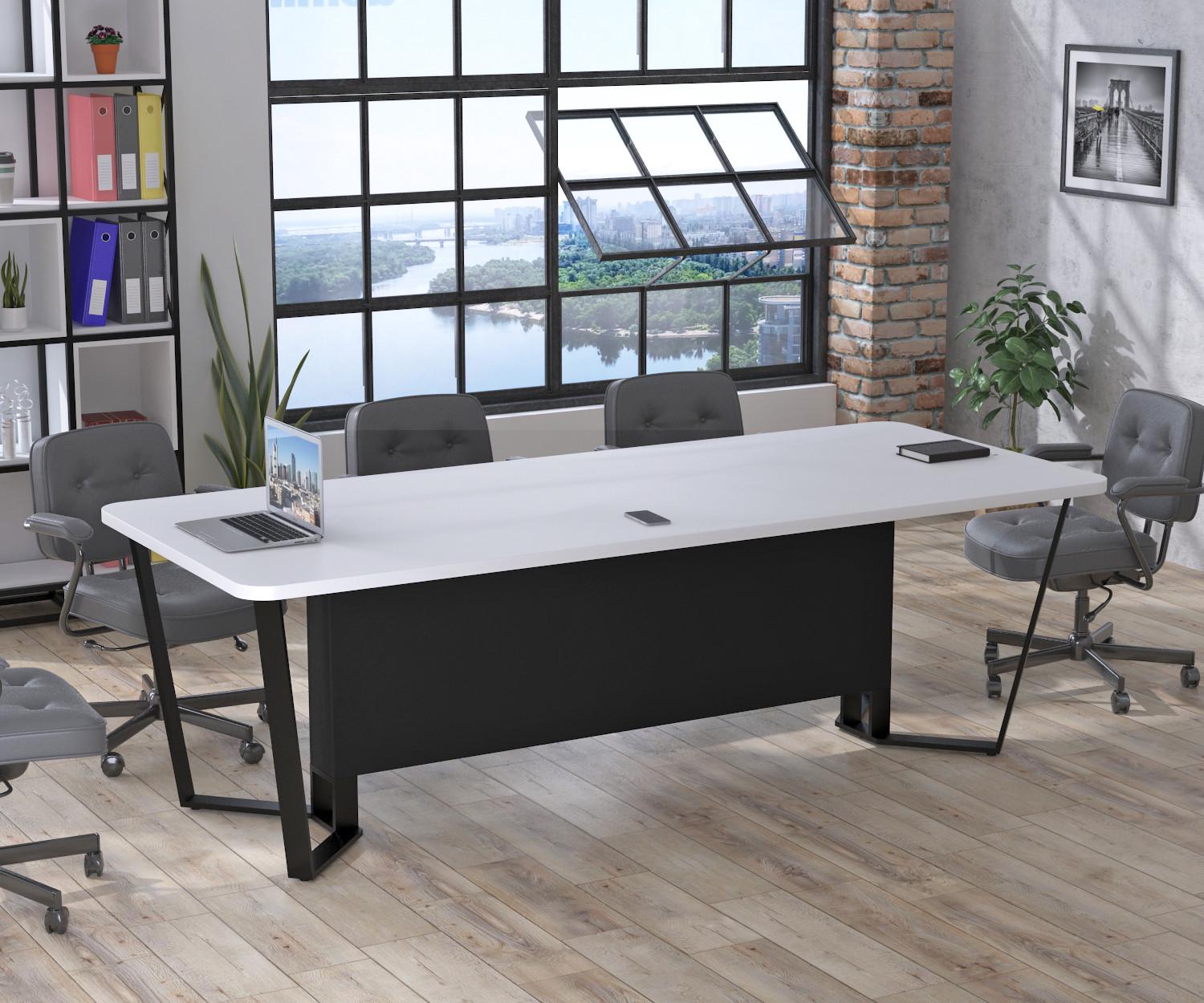 Стіл для переговорів Loft Design V-240 без розеток Білий