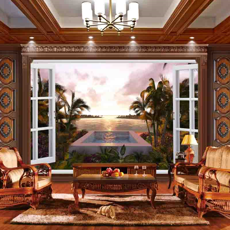 Фотошпалери, що миються флізелінові для спальні/зали/кухні Вид на басейн та морську затоку