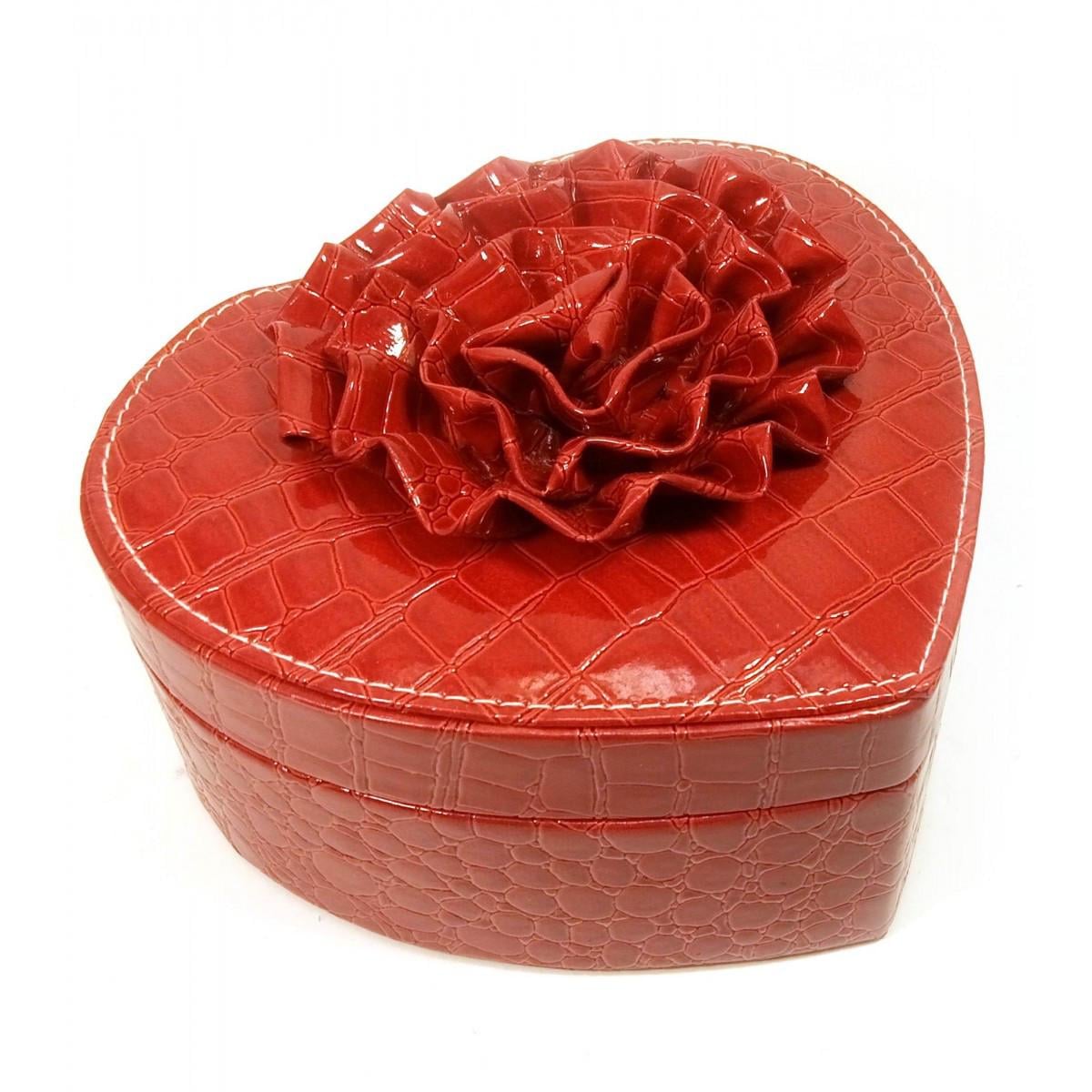 Ящик для бижутерии сердечко 17,5х18,5х11 см Красный